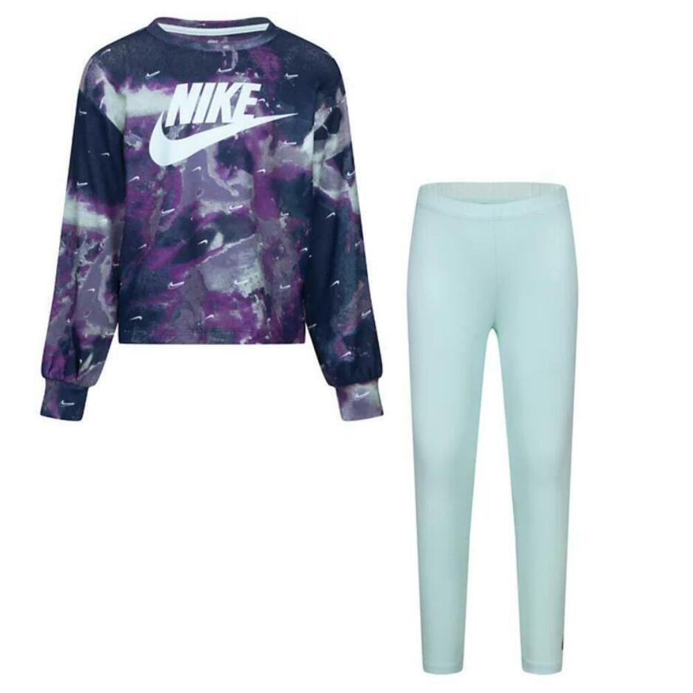 Nike Little Girls Multicolor Crewneck Top and Leggings 2 Piece Set M NWT
